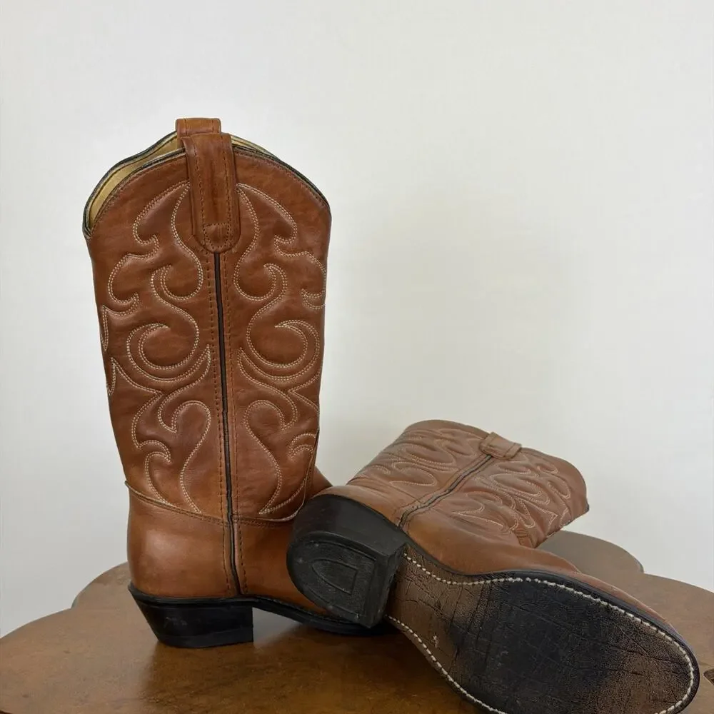 Iron Age Brown Leather Western Boots Contrast Stitching Men's 6 Work Boots